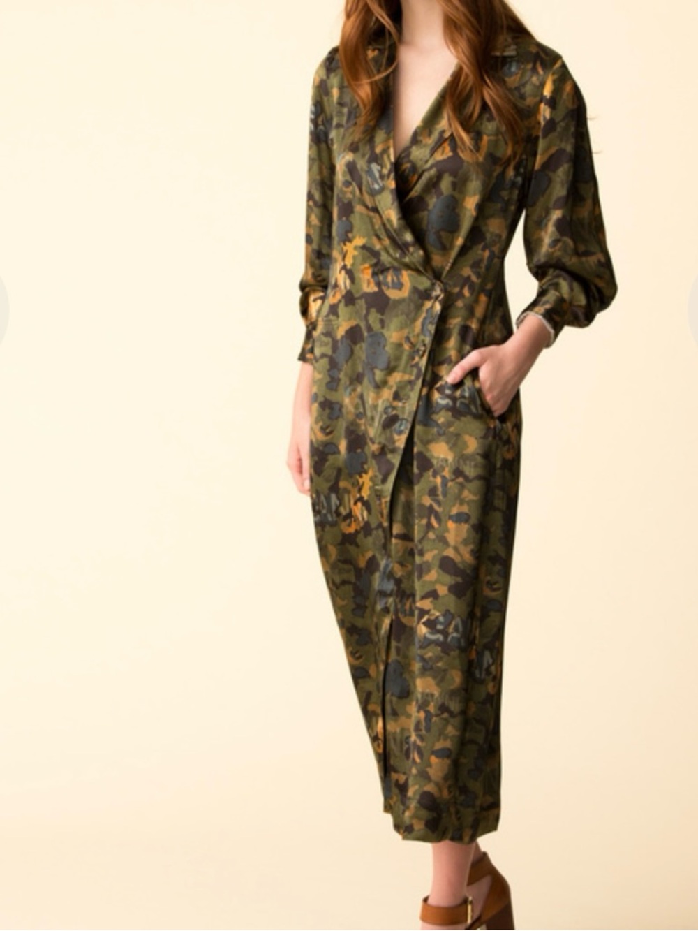 GANNI Heavy Satin Dress Coat